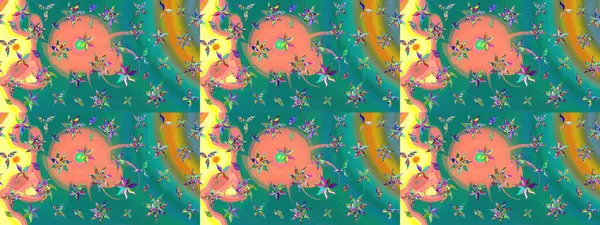 Şirin çiçek elementleri. Raster illüstrasyonu. Robot resim. Mavi renkte çiçekler.