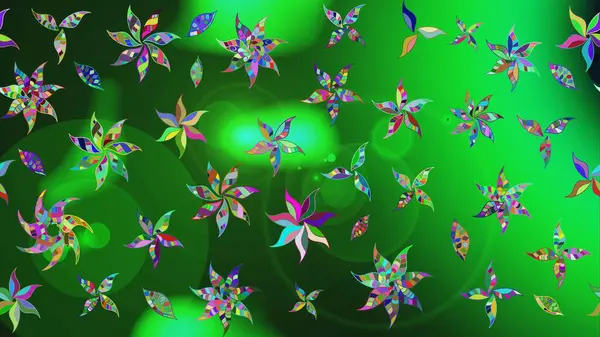 Sabıka fotoğraflarında, bebek kıyafetlerinde, duvar kâğıtlarında, paket kutularında falan kullanılabilir. Zarif, parlak ve eskiz yeşil çiçek deseni tasarımı.