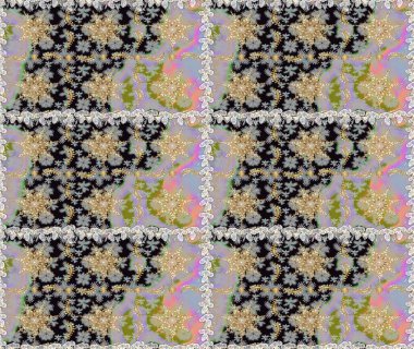 Gri renkli ve altın elementli altın desenli. Arkaplan, kumaş, altın duvar kağıdı. Düz elle çizilmiş klasik koleksiyon. Raster altın eskiz deseni.