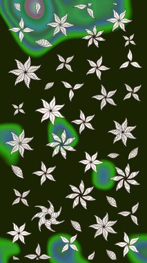 Çiçekli eskiz deseni. Suluboya çizimi. El çizimi. Gri renkli çiçekler.