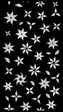 Suluboya çiçekli çiçek deseni. Raster illüstrasyonu. Siyah renkte güzel tekstil.