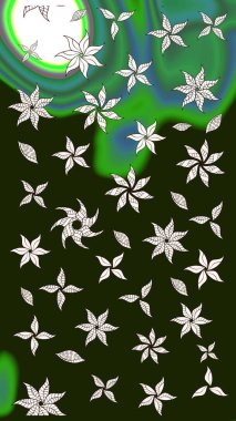 Sevimli çiçek raster deseni. Gri renkli çiçekler. Renkli Bahar Teması eskiz kalıbı. Düz Çiçek Elementleri Tasarımı.