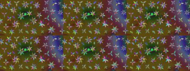 Yeşil renkli çiçekler. Raster illüstrasyonu. Çiçek süslemeli çizim deseni.