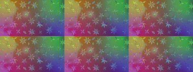 Küçük çiçekteki sevimli çiçek deseni. Varicolopurple Raster çizimi. Birçok mor soyut çiçekli tropikal çizim deseni.