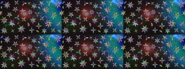 Vadinin gri renkli çiçekleri. Soyut etnik raster çizim kalıbı. Çiçekler..