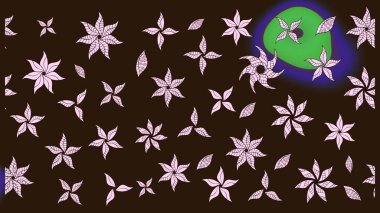 Renkli Bahar Teması eskiz kalıbı. Düz Çiçek Elementleri Tasarımı. Parlak arkaplan eskiz desenli çiçekli fantezi tasarımı.