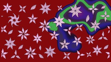 Raster düz çiçek çizim deseni. Kırmızı renkte çiçekler. Tasarım hediye paketi, tebrik kartları, posterler ve afiş tasarımı.