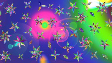 Raster Çiçek İllüstrasyonu 'nun şirin tekstili. Mavi renkli etnik çiçeklerle zarif eskiz deseni.