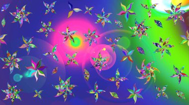 Çiçek desenli eskiz. Mavi renkli çiçekler. Tişört baskısı için çiçek boyama rasteriName.