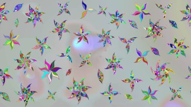 Raster illüstrasyonu. Eskiz geçmişi. Renkli desenli eskiz deseni, gri çiçekler ve dekoratif elementlerle. Eski usul. Kumaş, tekstil ve duvar kağıdı baskısı için..