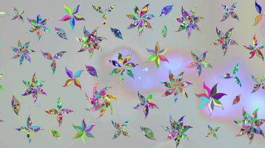 Raster Çiçek İllüstrasyonu 'nun şirin tekstili. Gri renkli etnik çiçeklerle zarif eskiz deseni.