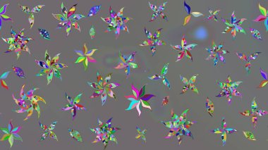 Raster düz çiçek çizim deseni. Hediye ambalaj kağıdı, tebrik kartları, posterler ve pankart tasarımı. Gri renkli çiçekler.