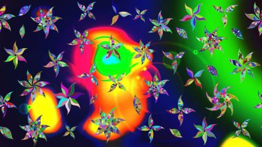 Gri üzerine gri. Çiçekli ipek eşarp. Retro tekstil tasarım koleksiyonu. 1950-1960 motifleri. El çizimi çiçek elementleri ile soyut çizim raster deseni.