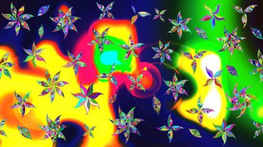 Yeşil renkli şirin tekstil. Renkli çizim kalıbı. Çiçek arkaplan. Raster illüstrasyonu. Çiçek duvar kağıdı.