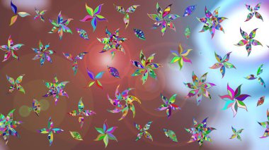 Kahverengi arka planda. Çocuksu tasarım. Tekstil, kumaş, ambalaj, hatıra defteri için hoş bir çiçek arkaplanı. Elle çizilmiş karalama çiçekleri ile Raster çizim deseni.