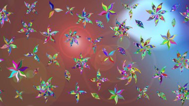 Asya tekstil tarzında. Düz Çiçek Elementleri Tasarımı. Çiçek desenli çizim. Raster illüstrasyonu. Güzel kumaş deseni. Renkli Bahar Teması çizim şablonu.