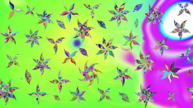 Raster illüstrasyonundaki çiçek desenli çizim. Renkli Bahar Teması eskiz kalıbı. Süslü kumaş deseni. Düz Çiçek Elementleri Tasarımı.