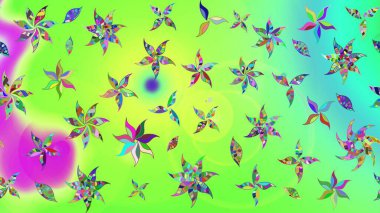 Üzerinde yeşil renkte karalamalar olan çiçek desenleri çiz. Raster illüstrasyonu.