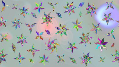 Vadinin gri renkli çiçekleri. Soyut etnik raster çizim kalıbı. Çiçekler..