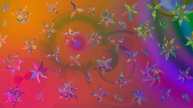 Raster illüstrasyonu. Şirin çiçek elementleri. Taslak desenli, modaya uygun kumaş deseni. Düz Çiçek Elementleri Tasarımı. Renkli Bahar Teması çizim şablonu.