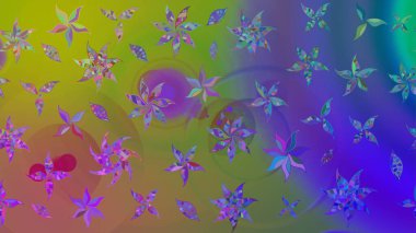 El çizimi Raster çizimi. Çizim çiçek deseni duvar kağıdı, web sitesi arka planı, ambalaj kağıdı, davetiye, broşür, afiş veya web sitesi için kullanılabilir. Parlak elementlerin.