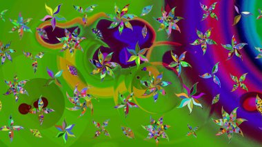 Düz Çiçek Elementleri Tasarımı. Yeşil renkli çiçekler. Çiçek desenli eskiz, yaz çiçekleri. Renkli Bahar Teması çizim şablonu.