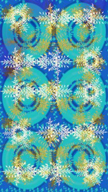 Kar taneleri koleksiyonu. Raster illüstrasyonu. Güzel bir kış süsü. Raster mavisi, nötr ve yeşil kar tanelerinden izole edilmiş..