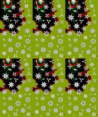 Düz Çiçek Elementleri Tasarımı. Yeşil renkli çiçekler. Raster illüstrasyonundaki çiçek desenli çizim. Renkli Bahar Teması çizim şablonu.