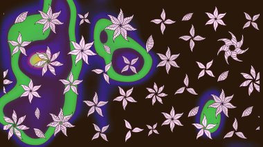 Küçük çiçekteki sevimli çiçek deseni. Raster illüstrasyonu. Kahverengi renkte çiçekler.