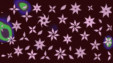 El çizimi çiçekli soyut çizim kalıbı. Kahverengi renkli çiçekler. Raster illüstrasyonu.