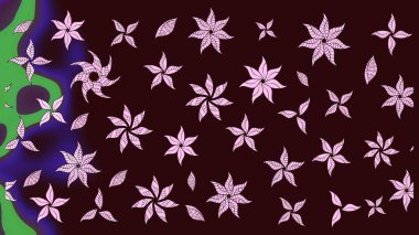 Düz Çiçek Elementleri Tasarımı. Sevimli çiçek raster deseni. Renkli Bahar Teması eskiz kalıbı. Kahverengi renkte çiçekler.