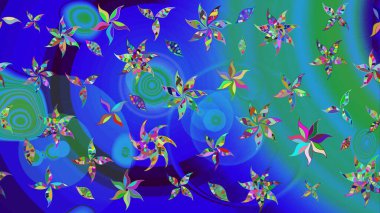 Yapraklı çizim şekli. Şirin, zarif çiçekler Raster illüstrasyonu. Poster ya da kapak için arka plan. Tekstil için figür. Davetiye ve kartpostal tasarımı için dekoratif çiçek unsurları.