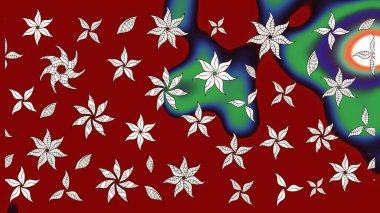 Zentangle soyut çiçekleri. Karalama çiçeği. Raster illüstrasyonu. Güzel kumaş deseni. Renkli Bahar Teması eskiz kalıbı. Düz Çiçek Elementleri Tasarımı.