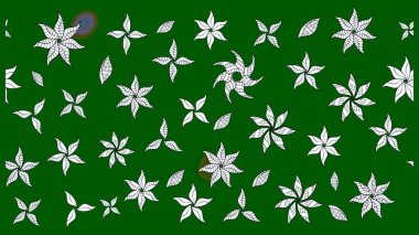 Raster illüstrasyonundaki çiçek desenli çizim. Yeşil renkli çiçekler. Renkli Yaz Temalı eskiz kalıbı. Düz Çiçek Elementleri Tasarımı.