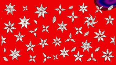 3D çiçekler, eskiz. Raster illüstrasyonu. Kırmızı renklerde.