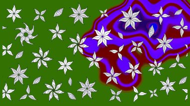 Eskiz klasiği. Raster Şirin kumaş deseni. Renkli Bahar Teması eskiz kalıbı. Düz Çiçek Elementleri Tasarımı.