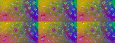 Parlak renkli çiçekli ve yeşil yapraklı harika bir çiçek deseni. Moda baskıları için zarif bir şablon. Halk tarzı. Modern çiçek arkaplanı.