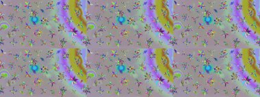 Sevimli çiçek raster deseni. Gri renkli çiçekler. Renkli Yaz Temalı eskiz kalıbı. Düz Çiçek Elementleri Tasarımı.