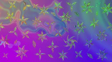 Çiçekli karalama şeklinde Raster çiçek deseni. Mor renkli çiçekler. Yumuşak, yaz çiçekli arka plan.