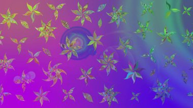 Yumuşak, yaz çiçekleri menekşe renklerinde. Raster illüstrasyonu. Raster çiçek desenli ve çiçekli..