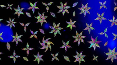 Çiçekli karalama şeklinde Raster çiçek deseni. Siyah renkli çiçekler. Nazik, narin çiçek arkaplanı.