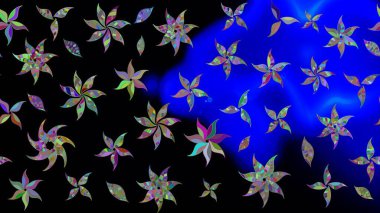 Vadinin çiçekleri siyah renklerde. Çiçeksel çizim kalıbının çizimi.