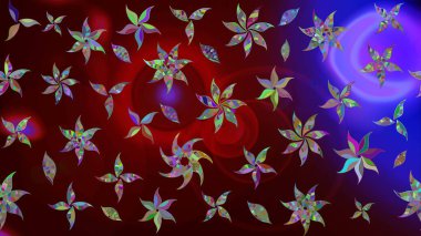 Moda baskıları için zarif bir şablon. Parlak renkli çiçekleri ve kahverengi renkli yaprakları olan harika bir çiçek deseni. Halk tarzı. Modern çiçek arkaplanı.