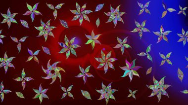 Kahverengi renkli Asya tekstili. Çiçek desenli çizim. Raster illüstrasyonu.