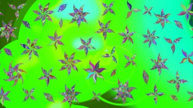 Çiçekli karalama şeklinde Raster çiçek deseni. Yeşil renkli çiçekler. Nazik, sevimli çiçek arkaplanı..