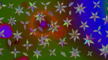 Düz Çiçek Elementleri Tasarımı. Güzel kumaş deseni. Renkli Bahar Teması eskiz kalıbı. Raster illüstrasyonunda çiçek deseni çizimi.