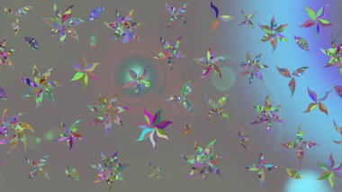 Çiçek deseni. Raster güzel kumaş deseni çiziyor. Düz Çiçek Elementleri Tasarımı. Renkli Bahar Teması çizim şablonu.