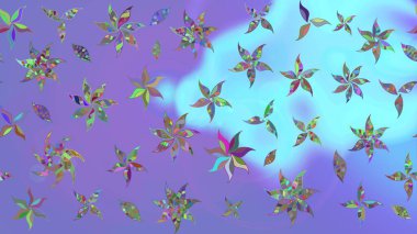 Retro tekstil tasarım koleksiyonu. 1950-1960 motifleri. Violet menekşe üzerinde. Çiçekli ipek eşarp. El çizimi çiçek elementleri ile soyut çizim raster deseni.