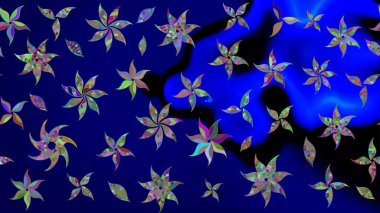 Üst manzara, yumuşak mavi renk tarzı. Çiçek kompozisyonu, el boyası, hassas şablon. Manzaralı çiçek deseni. Sevgililer günü ve tebrik kartı konsepti için şık bir davet.