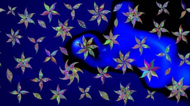 Motley illüstrasyonu. Çiçekli bahar çiçekleri. Moda baskıları için zarif bir şablon. Küçük çiçekte güzel bir desen. Küçük renkli çiçekler..